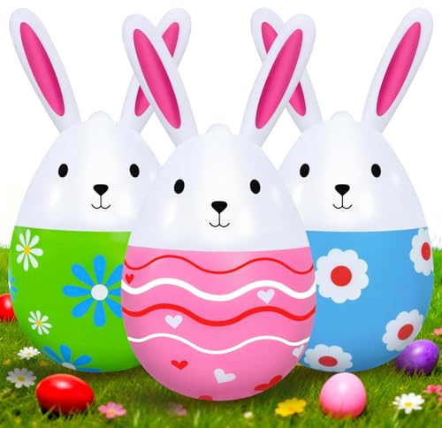 DIELOVEHUA 3 Pezzi Coniglio di Pasqua Gonfiabili, 16 Pollici Coniglio Pasqua Giganti, Gonfiabili Pasquale Carino, per Festa di Pasquas,Porta Anteriore, Cortile, Prato, Giardino (G)