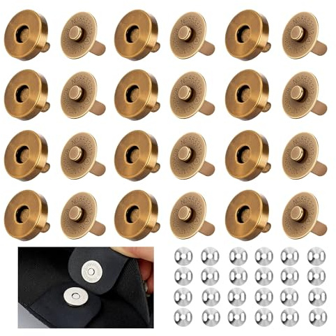 fermeture magnétique ronde sans couture (Bronze, 18mm*12) | boutons magnétiques puissants pour sacs et portefeuilles, boutons pression sans coudre pour DIY loisirs créatifs