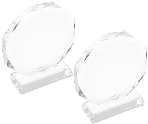 Anneome Lot de 2 Trophées en Cristal Octogonaux 100mm, Plaques de Récompense Personnalisables Gravées, Prix de Reconnaissance pour Employés, Cérémonie Sportive et Remise de