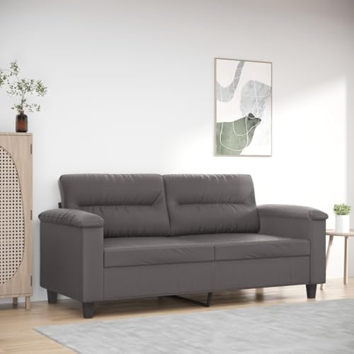 sephironlbb 2-Sitzer-Sofa Grau Kunstleder 140 cm Sitzbreite Metallgestell Wohnzimmer Couch Polstergarnitur mit Schaumstofffüllung für Gästezimmer und Loungebereich bequem und langlebig