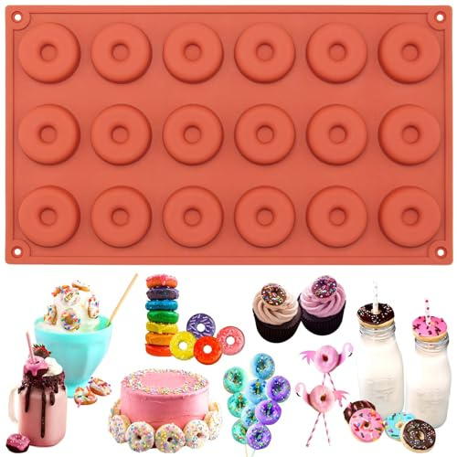 Funshowcase Mini Donut Silicone Mold 18 Cavity 12x7x0.4''