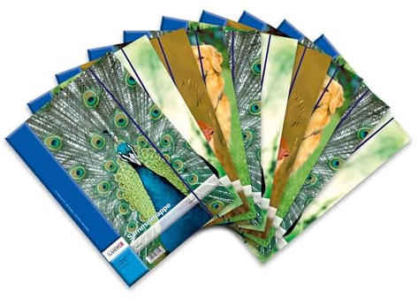 Landré Sammel-Mappe A3, stabiler Karton, mit Gummizug, 4 Tier-Motive, 10 Stück
