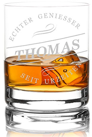 polar-effekt Whiskyglas Personalisiert 320 ml Trink-Glas für Whiskey, Rum und Scotch - Geschenk-Idee für Männer - Motiv-Gravur Geniesser seit Urzeiten