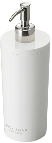 Yamazaki 2932 Tower-Körper-Seifenspender, Moderne Flaschenpumpe für Dusche, rund, weiß