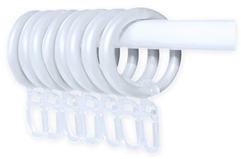 Gardinenringe Ösen Gleiter mit Faltenleghaken 10 Stück Vorhangstangen 16 mm #196 (weiß)