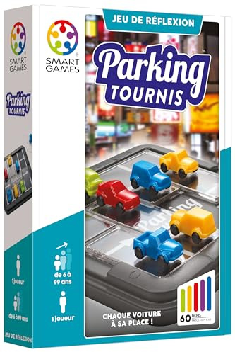 SmartGames - Parking Tournis – Denkspiel – Parken Sie Fahrzeuge an den richtigen Stellplätzen – 60 Herausforderungen auf verschiedenen Ebenen – 1 Spieler – ab 7 Jahren