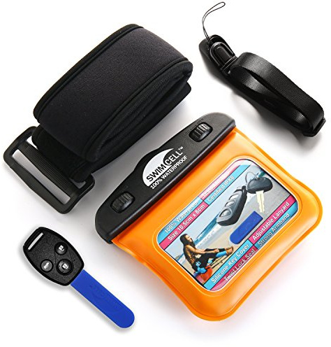 SwimCell Vattentät nyckelväska för simning – nyckelhållare för bilnycklar, pengar, MP3-spelare. Justerbart armband och halsband, för arm, handled eller fotled. IPX8