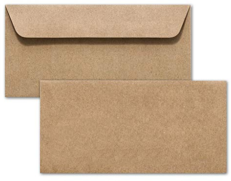 50 Kraftpapier Umschläge DIN Lang - Braun ÖKO Vintage- Haftklebung 11,4 x 22,9 cm - Briefumschläge ohne Fenster aus Recycling Papier - Vintage Kuvert aus 100% naturbelassenem Material