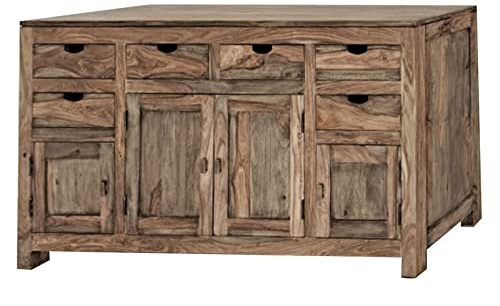 M MASSIVMOEBEL24 KOLONIALMOEBEL24.DE Nature Grey Sideboard #84 Sheesham, Farbe:grau geölt, Größe:180x45x95 cm (BxTxH)