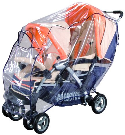 sunnybaby 10096 - Universal Regenverdeck, Regenschutz für TANDEM-Kinderwagen/Geschwisterwagen | Kontaktfenster für optimale Luftzirkulation | glasklar | schadstofffrei | Qualität: MADE in GERMANY