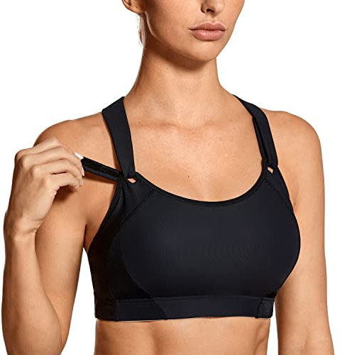 SYROKAN Damen Sport BH Starker Halt Run - Gepolstert,Ringerrücken,Ohne Bügel Top Schwarz 70G