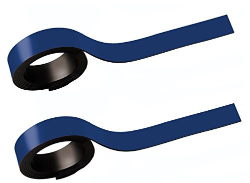 MAUL 2 strisce magnetiche autoadesive su superfici magnetiche, 0,5 x 100 cm, ritagliabili, scrivibili con pennarello, colore: blu