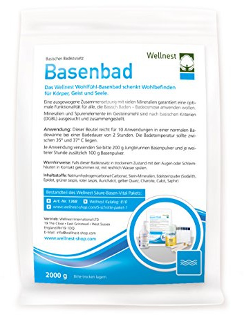 Wellnest Basenbad mit Edelsteinpulver und Stein-Mineralien, 2000g zur nachhaltigen Badeosmose, pH-Wert 8 (10 Vollbäder od. 20 Fußbäder)