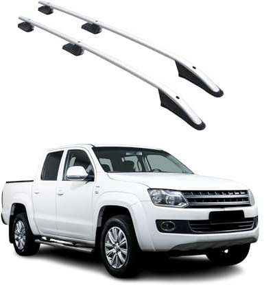 OMAC Aluminium Dachreling Querträger kompatibel mit VW Amarok DoubleCab 2010-2022 Silber 2X