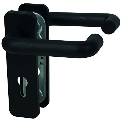 ALPERTEC Nylon Square Lever Handle PZ Door Handle Set - Door Fittings - Black, 9 mm Spacing, 72 mm, Model 40150020K1