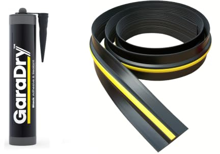 Kit de joint de seuil de porte de garage de 15 mm de haut, longueur de 3,12 m | PVC souple | Le kit complet comprend un adhésif | GaraDry