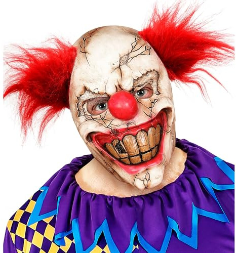 Widmann 00840 – mask dödare clown med hår, psyko, halloween, karneval, temafest