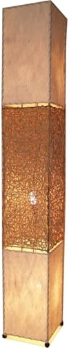Stehlampe handgemacht aus Naturmaterial, Kokosfaser, Modell Sumatra hell | Rattan, warmes Licht, entspannende Atmosphäre, ideal zum Relaxen, metallener Korpus