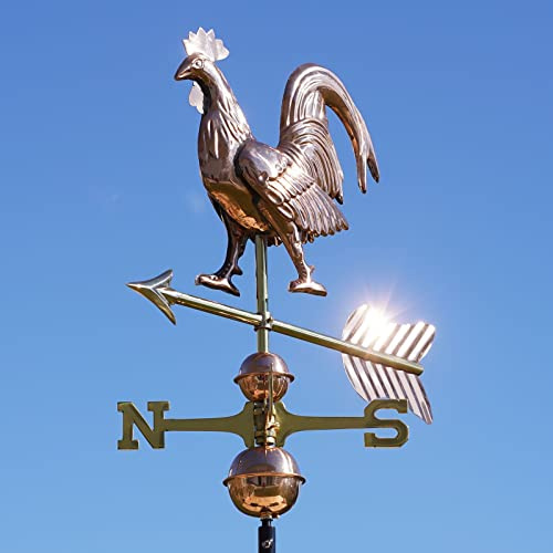 Linneborn 3D girouette Motif Coq en cuivre avec Support Universel. Indicateur de Direction du Vent Carillon éolien girouette pour Le Toit