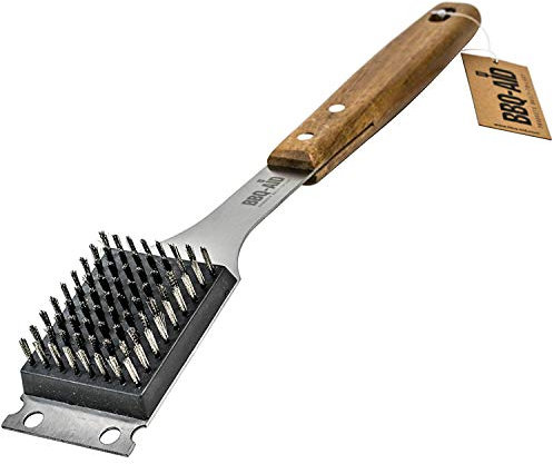 Barbecue grill Brosse et grattoir – Extended, grande poignée en bois et poils en acier inoxydable, – pas de rayures de nettoyage pour n'importe quel Grill : Char Broil et céramique – Bbq-aid