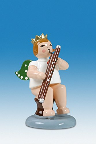 Rudolphs Schatzkiste Holzfigur Engel sitzend mit Fagott ohne Krone Höhe 6cm NEU Holzengel Instrument Seiffen Erzgebirge Figur Dekoration Holzfiguren Weihnachten Fensterschmuck Spielzeug Deko