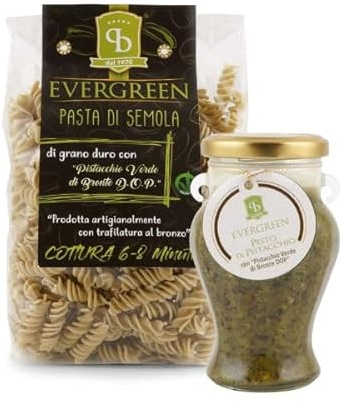 Evergreen Kit Pasta con Busiata Trapanese con Pistacchio Verde di Bronte D.O.P. 500Gr. + Pesto di Pistacchio di Bronte DOP 90gr