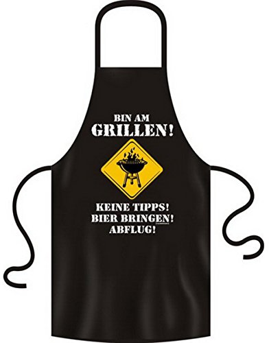 Lustige Grillschürze - Bin am Grillen - Keine Tipps Bier Holen Abflug - Farbe: Schwarz - Tolles Geschenk