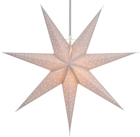 Faltbarer Advents Papierstern, 60 cm, hochwertig, Silvana | Handgefertigter Papierstern mit Silberbronze, stimmungsvolle Deko, TÜV geprüft, einfache Montage.
