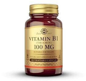 Solgar Vitamin B1 (Thiamin) 100 mg Vegetable Capsules - Pack of 100 - Supports Energy Levels and Nervous System - For a Healthy Heart and Balanced Mind - Vegan and Gluten Free