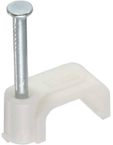 Inline® Graffe fermacavo con chiodo per Cavo Piatto, 10mm, Bianca, 100pz