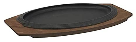 ILSA Piatto da Portata in Ghisa, Vassoio in Legno, Ovale, 28x19 cm