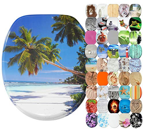 Sanilo WC Sitz ohne Absenkautomatik, viele neue Toilettendeckel zur Auswahl, hochwertige Oberfläche, stabile Scharniere, leichte Montage (Karibik)