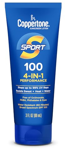 Coppertone SPORT Sunscreen Lotion Broad Spectrum SPF 100 (3 Fluid Ounce) (Packaging may vary)