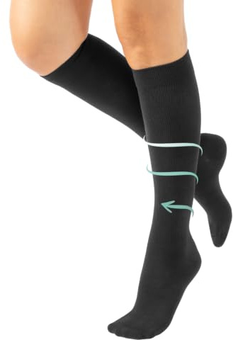 Mi-Bas de Maintien en Coton | Chaussettes Hautes de Compression Graduée Moyenne | Mi-Bas Unisexe de Soutien Médical 14-16 mm/Hg | Bleu, Gris, Noir | S, M, L, XL, XXL | Made in Italy (S, GRIS)