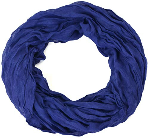 Miobo Loop halsduk crinkle halsduk halsduk enfärgad 70 x 180 cm vår sommar höst, Marin rund, 180x70cm