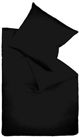 Fleuresse Colours Interlock Juego de Ropa de Cama, Jersey, jerséy, Negro, 38.4 x 28.0 x 4.4 cm