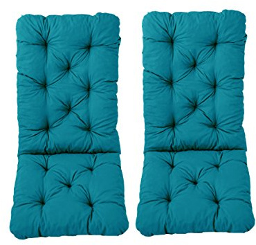 Ambientehome 2er Set Hochlehner Auflage Kissen Hanko Maxi, türkis, ca 120 x 50 x 8 cm, Rückenteil ca 70 cm, Polsterauflage
