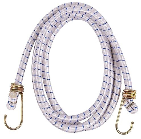 Blackspur 1x White 1.8m Bungee Cords - Heavy-Duty Car Van Motorcycle Roof Rack Cargo Trailer Awning Storm Hooks Kit