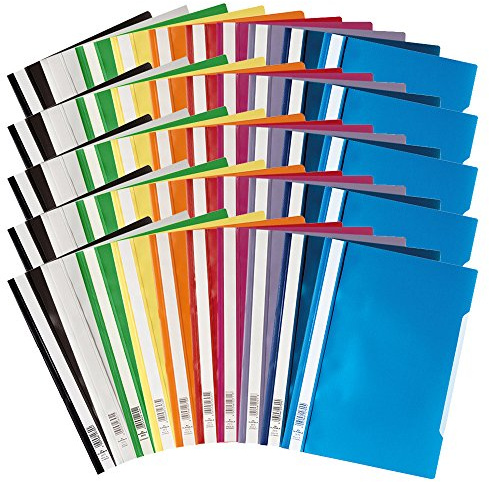 Durable 50 Sichthefter A4 Plastik Schnellhefter farbig sortiert 5 Packungen a 10 Stück