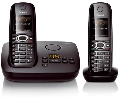Siemens GIGASET C595 Duo Nero, Telefono analogico con 2 ricevitori – Segreteria telefonica – schnurlos – Eco DECT, vivavoce, Rubrica con 150 voci