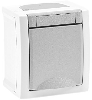 Aufputz Steckdose Feuchtraum 1-fach IP54, Modell Pacific, grau