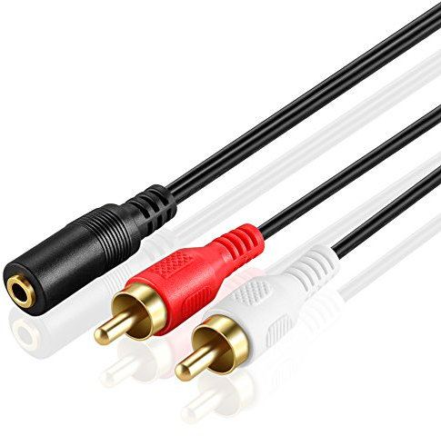 OBVIS 3.5mm Female to Stereo RCA Male Bi-Directional AUX Auxiliary Male Headphone Jack Plug Wire Y Splitter 2 Connector