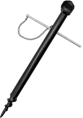 Angel Domäne Erdbohrerschirmhalter 38cm – Metall-Schirmständer mit Erddrill | Feststellschraube, für Angelschirme bis 19mm Rohrdurchmesser, für harte Böden, Outdoor, stabiles Metall