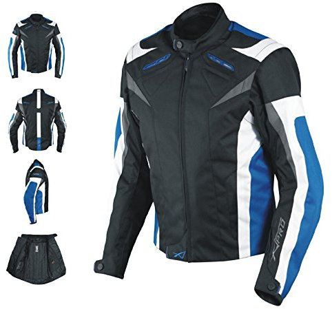 A-Pro Giacca Lady Donna Tessuto Cordura Moto Protezione Manica Staccabile Blu M