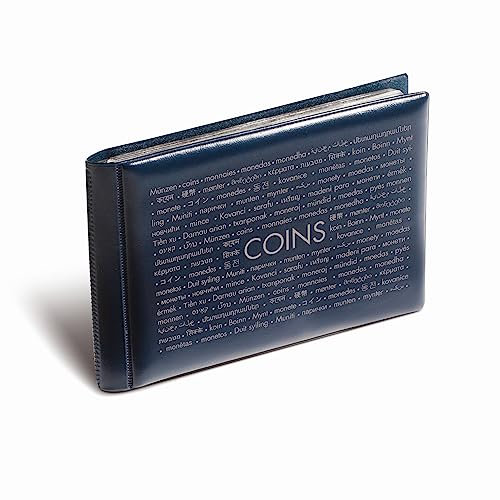 Leuchtturm 314775 Taschenalbum Route für 48 Münzen bis 33 cm Durchmesser - Querformat 150 x 105 mm, Einband blau