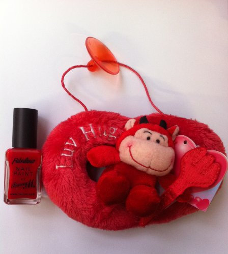 Valentines Day 2 Piece Gift Set - 1 Red Barry M Nail Polish & 1 Car Hanging Heart With Devil