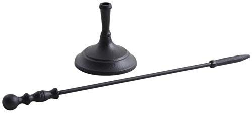 AUBRY GASPARD - Tisonnier en Métal Noir avec Support - Longueur 62 cm - Accessoire de Cheminée - Idéal pour Entretenir Le Feu - Poids 1.33 kg - Support Métallique Assorti Inclus