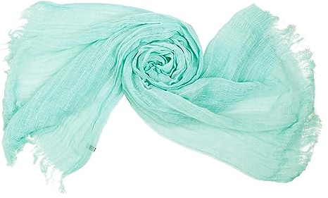 SeaBright Damen Schal 45% Leinen + 55% Viskose Knitterfalten 200X75cm Groß SC-LV-QC-1510C Türkis Grün Hellblau