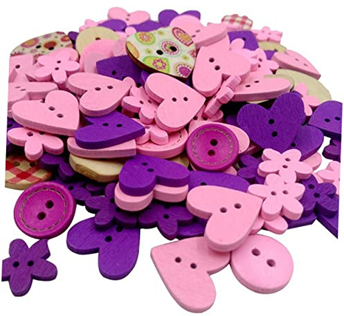 rosenice Holzknöpfe 2Cm Rosa Bunte Mix-Deko Knöpfe Mit 2 Löchern Für Basteln Nähen Scrapbooking Weihnachtsstrumpf Dekoration