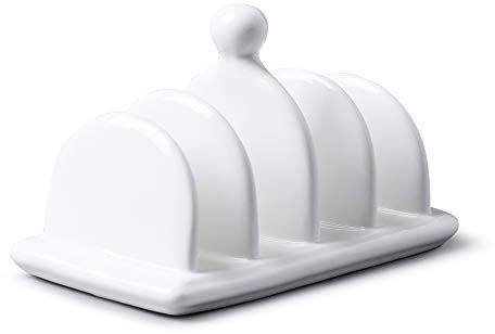 Wm Bartleet & Sons Traditional Porcelain 4 Slot Toast Rack with Carry Handle/Knob– White